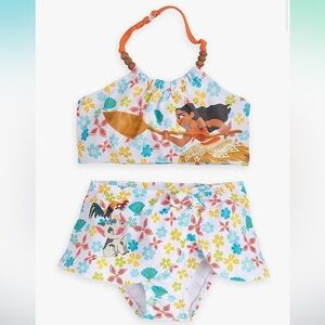 Disney Moana Two Piece Swimsuit bikini bathing suit halter skirt skirt  7 / 8